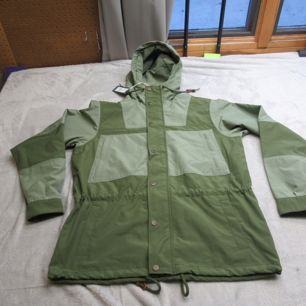 Alpine Design Sport Jacket Men Small Green Hood Rain‎ Wind Water Resist $128 NEW